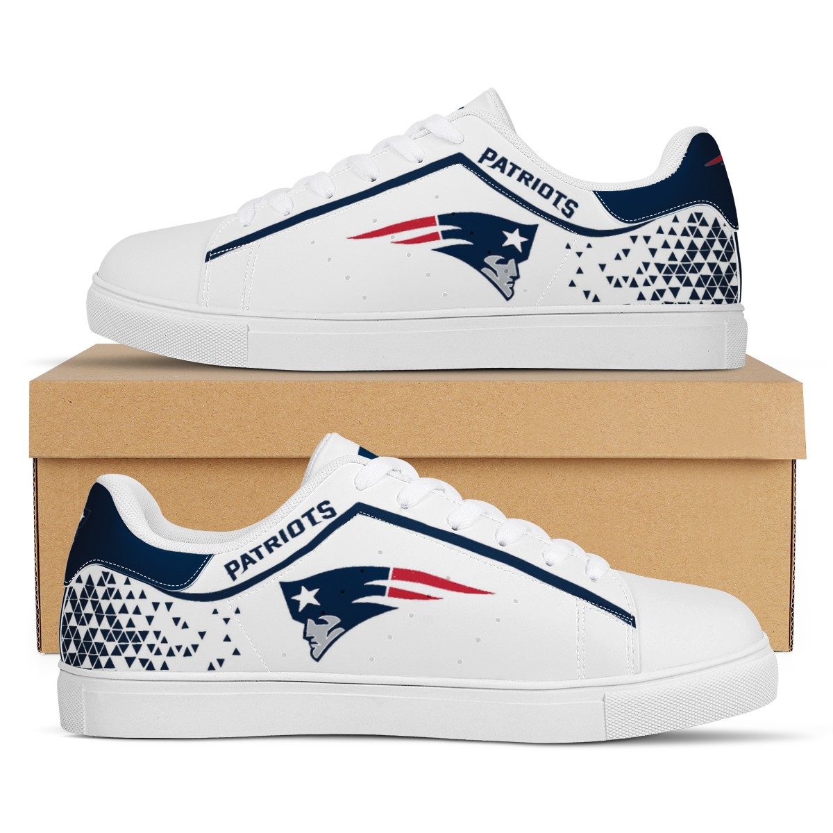 Women's New England Patriots Low Top Leather Sneakers 003